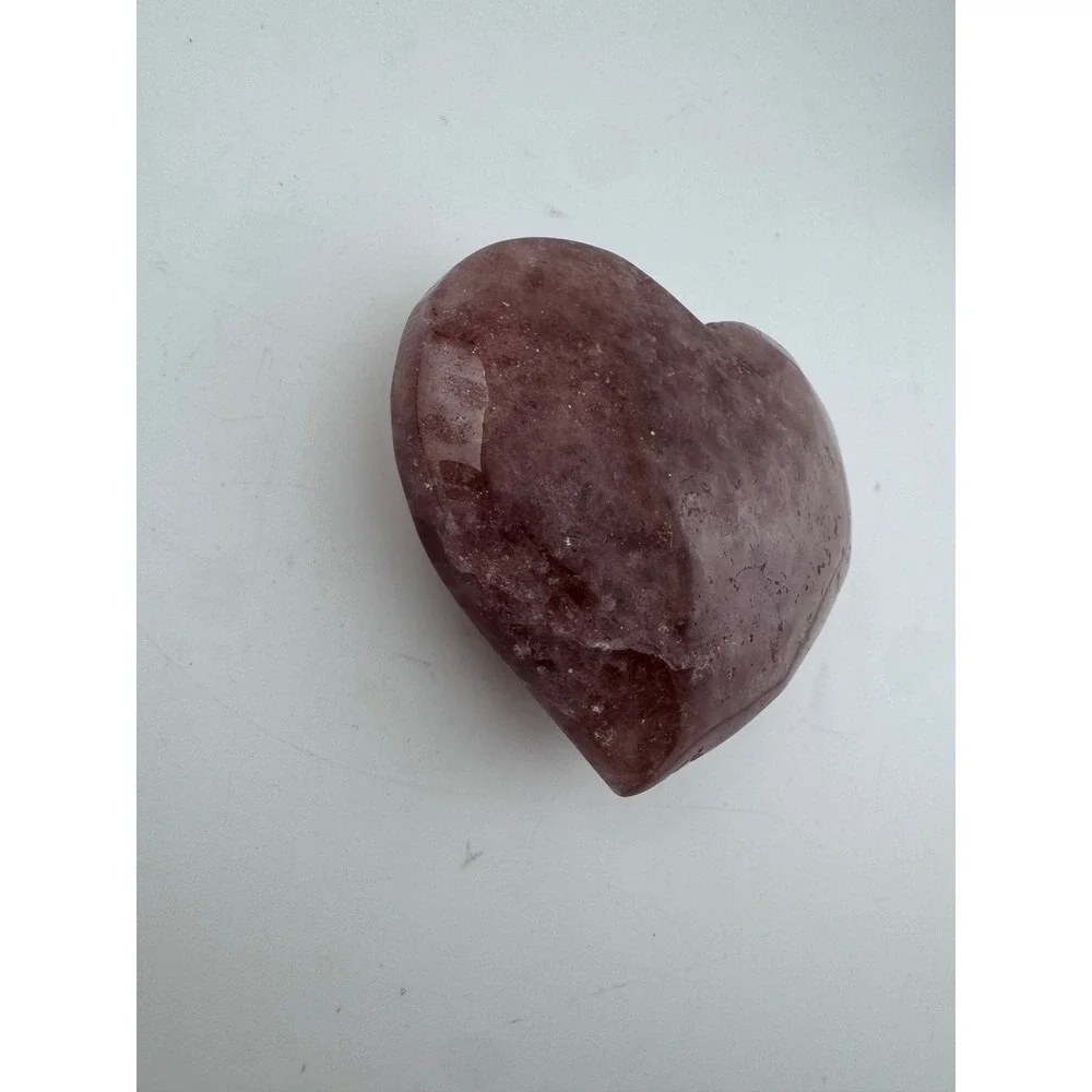 Strawberry Quartz Heart Crystal Rainbow Flash